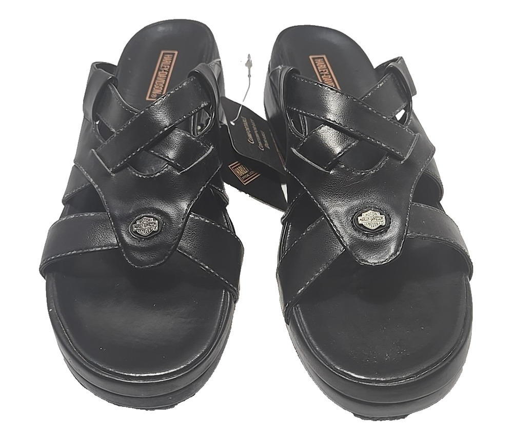 Harley Davidson CHARM WEAVE Ladies Black Sandals Vintage New Old Stock Size 7